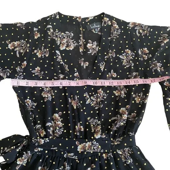 Lulu’s | Midnight Voyage Black Floral Print Romper - Picture 8 of 12